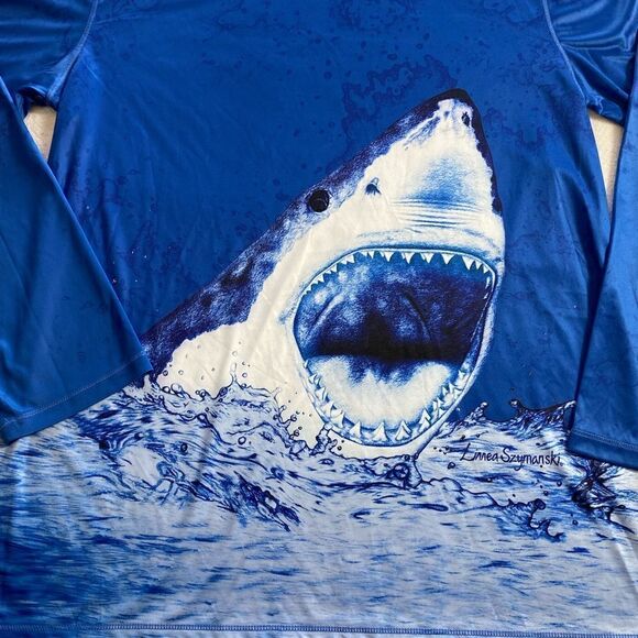 REEL LEGENDS BOYS XL(18) Shark Screen Print Long Sleeve Top NWT - Picture 2 of 6
